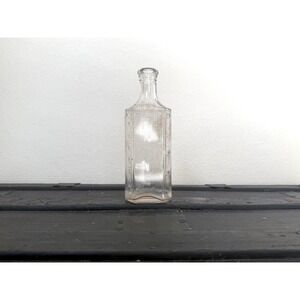 Vintage Owens Clear Glass Bottle | 3VIII Cork Top Apothecary Bottle